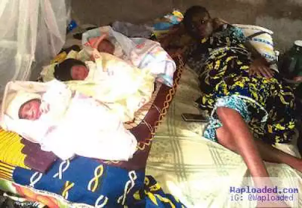 Housewife refuses to do CS, gives birth to triplets at home (Photo)